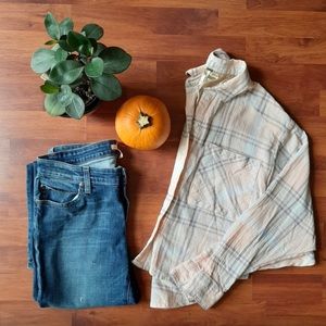 free people cutie crop batwing plaid shirt